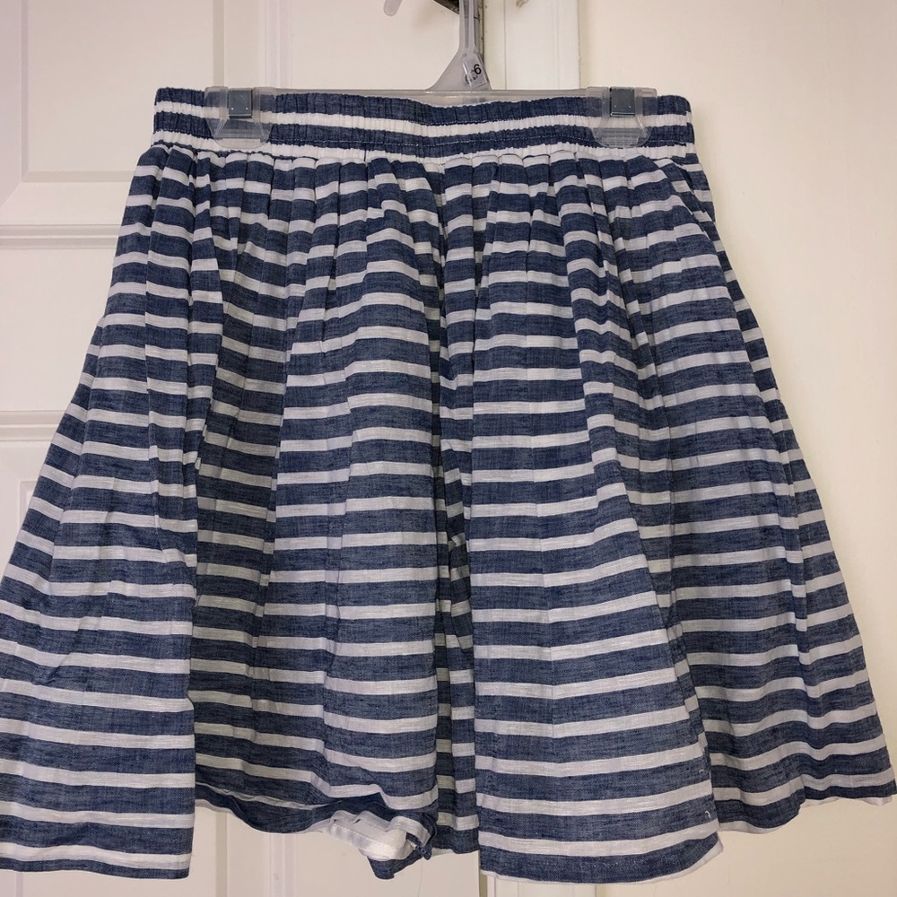 blue and white striped skirt